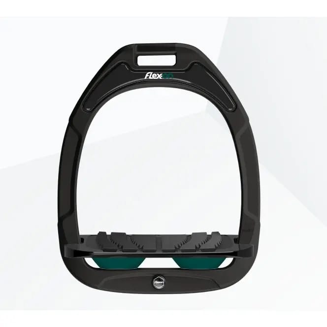 Zwart/zwarte/groene gekantelde grip stijgbeugels Flex-On Green Composite