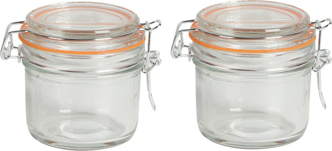 Urban Living Voorraadpot/bewaarpot - 2x - 200 ml - glas - met beugelsluiting - D8 x H8 cm