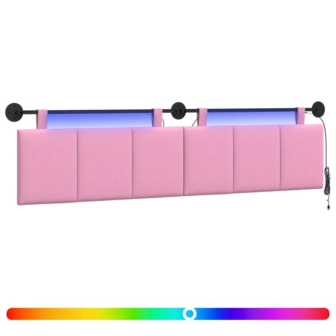 vidaXL - Hangend - hoofdbord - Met - LED-verlichting - Roze - Stof