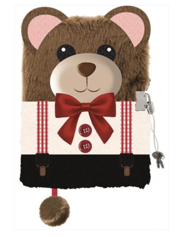 Dagboek met hangslot 3D Teddybeer bruin A5, 96 pagina's