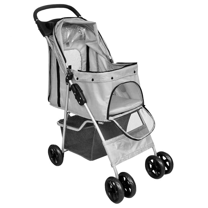 Poussette pour animaux de compagnie pour chiens chats Poussette de voyage pliable Gris