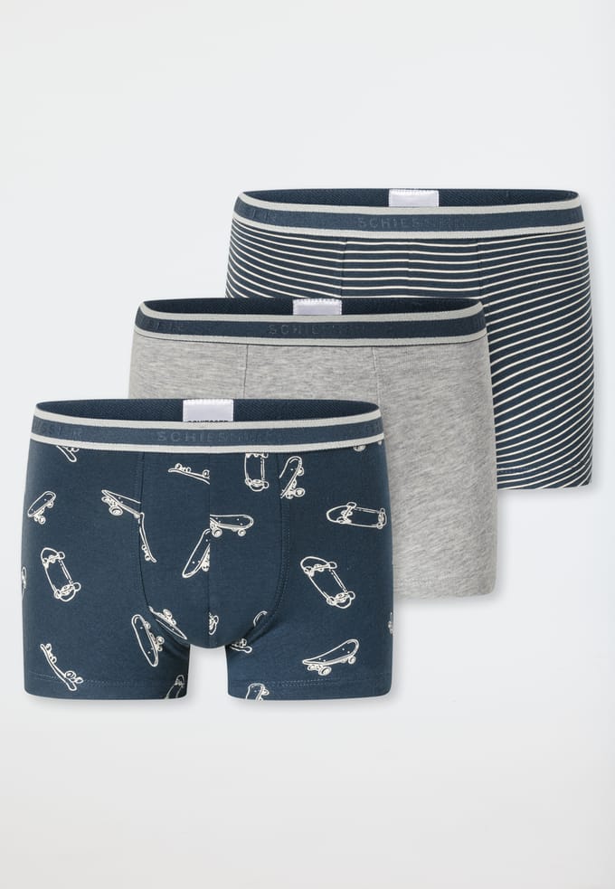 Set van 3 gestreepte skateboardshorten grijs/blauw - 95/5 140