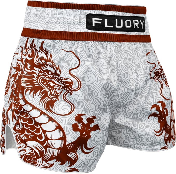 Fluory Two Dragons Muay Thai Short - Wit Bruin - M