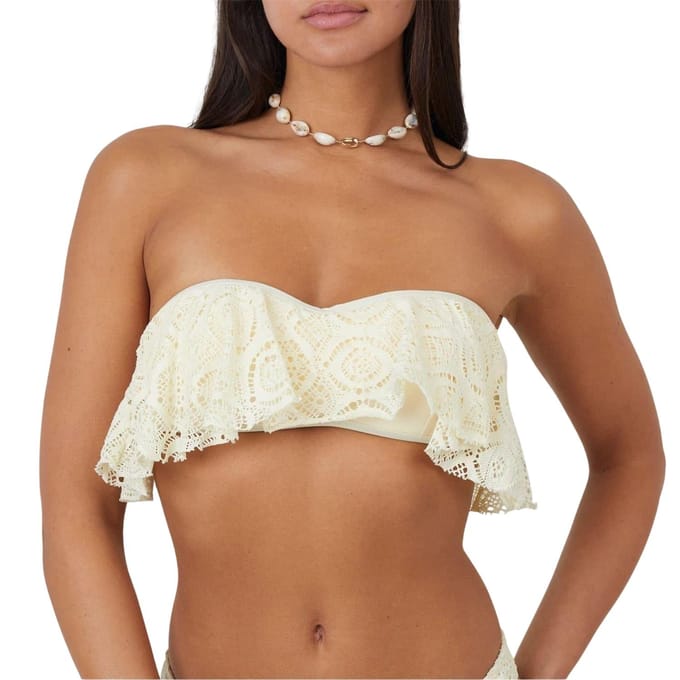 Brave Soul Dames/Dames Crochet Bandeau Bikini Top (Geel)
