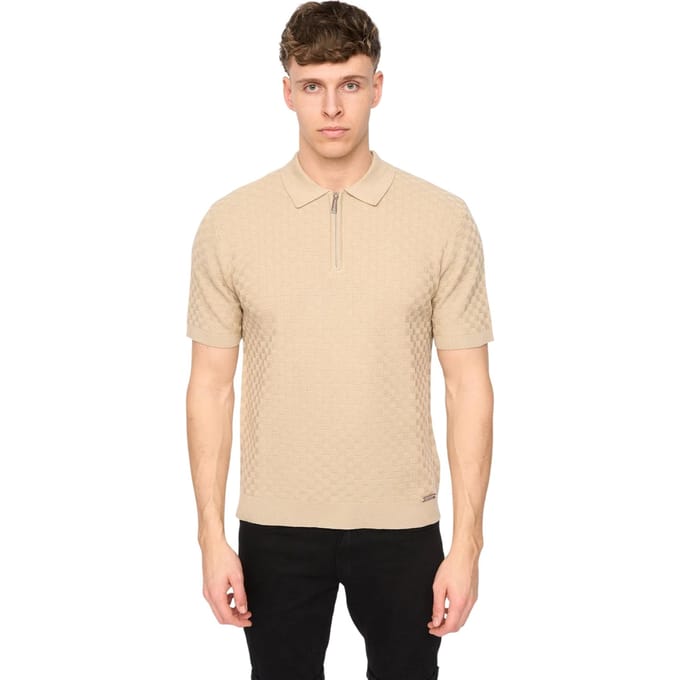 Duck and Cover Heren Danvers Gebreide Half-Zip Poloshirt (Steengrijs)