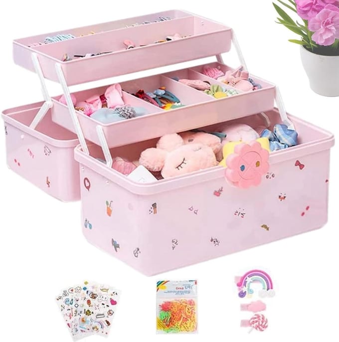 Opbergdoos Haaraccessoires - Organisator Haarclip - Accessoires Ordenen - Drielaags Ontwerp - Groot Formaat - Wit