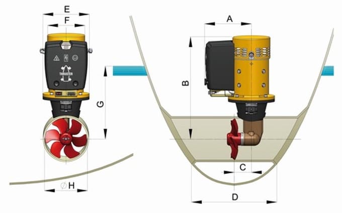 VETUS boegschroef 75kgf - 12V - tunnel 185 mm