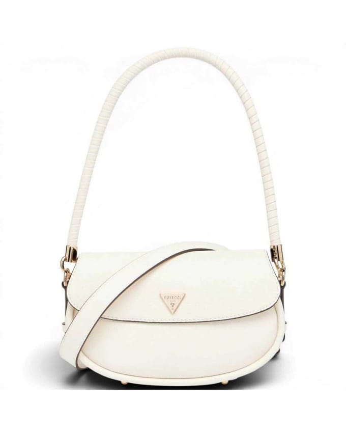 Guess Danya Flap Vrouw van witte schoudertas in synthetisch materiaal met Plot en Front Logo