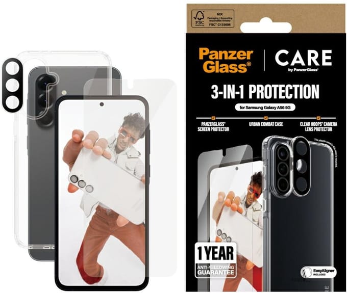 PanzerGlass Galaxy A56 5G - Beschermingset - 3-in-1 - Transparant - Compatibel