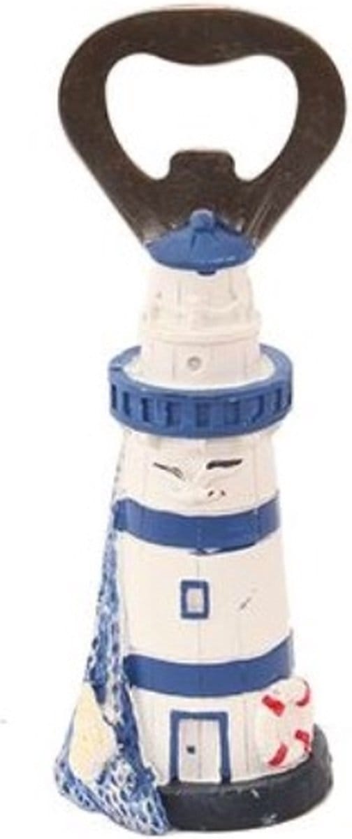 Vuurtoren flesopener blauw/wit