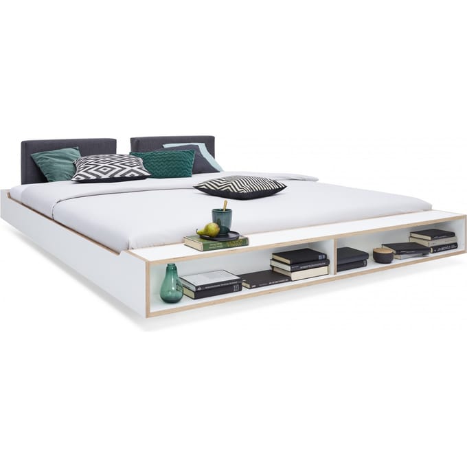 Müller Möbelwerkstätten Maude bed - CPL wit met berk - 200 x 200 cm