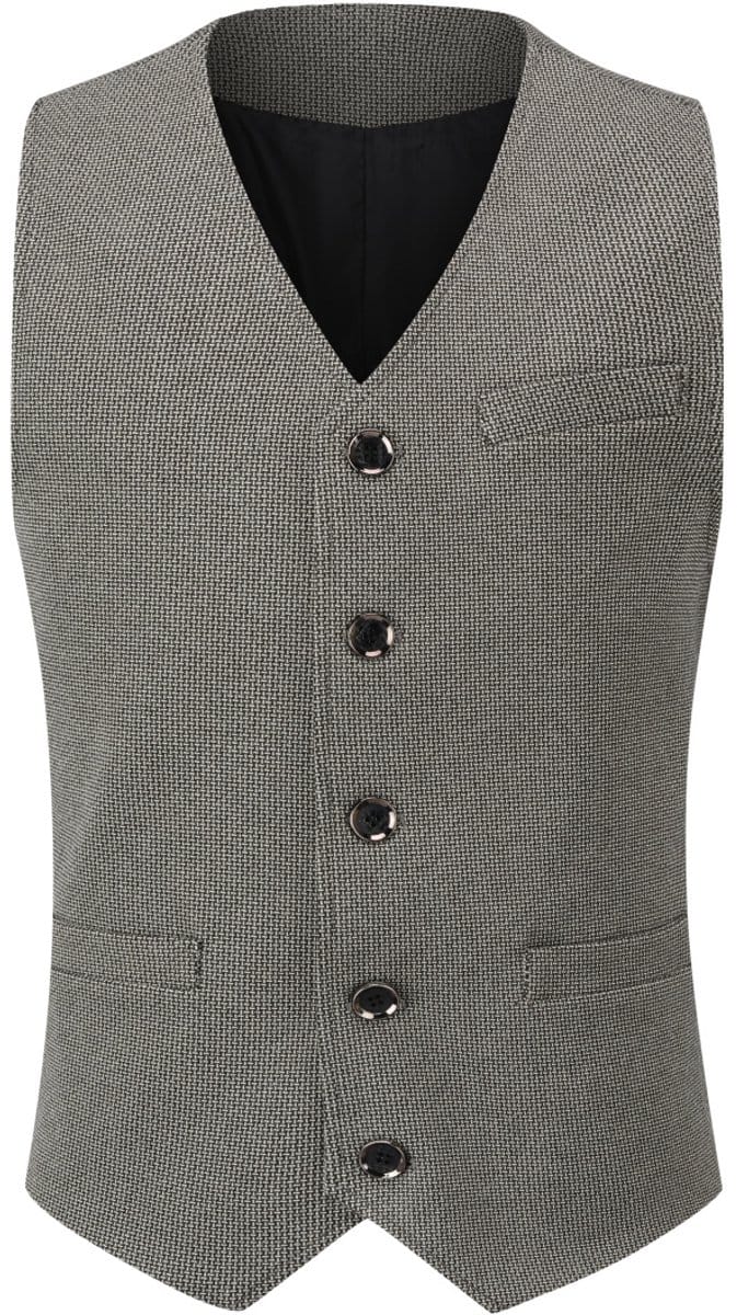 ALLTHEMEN Heren Patchwork V-hals Vest - Formeel Klassiek Basis Wollen Vest Voor Bruiloften - S