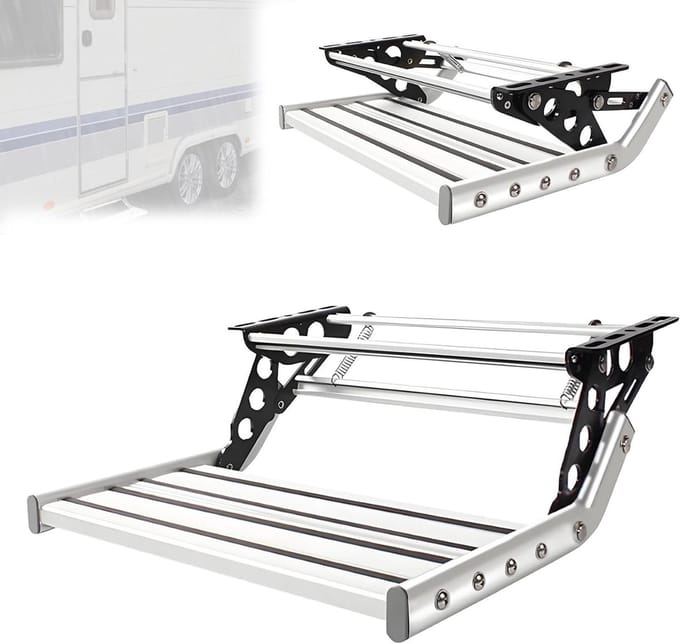 Opvouwbare Trapladder - Camper Trede - Veilig Instappen - Antislip Ontwerp - Max 180 kg - Aluminium