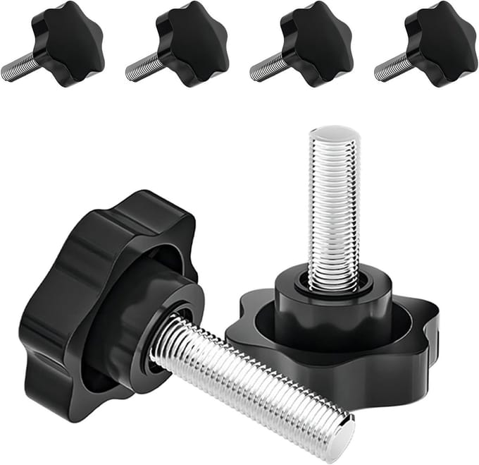 Set van 4 M6 x 10 mm Knurled Head Schroeven voor Spanning, Stervormige Grip en Bevestiging