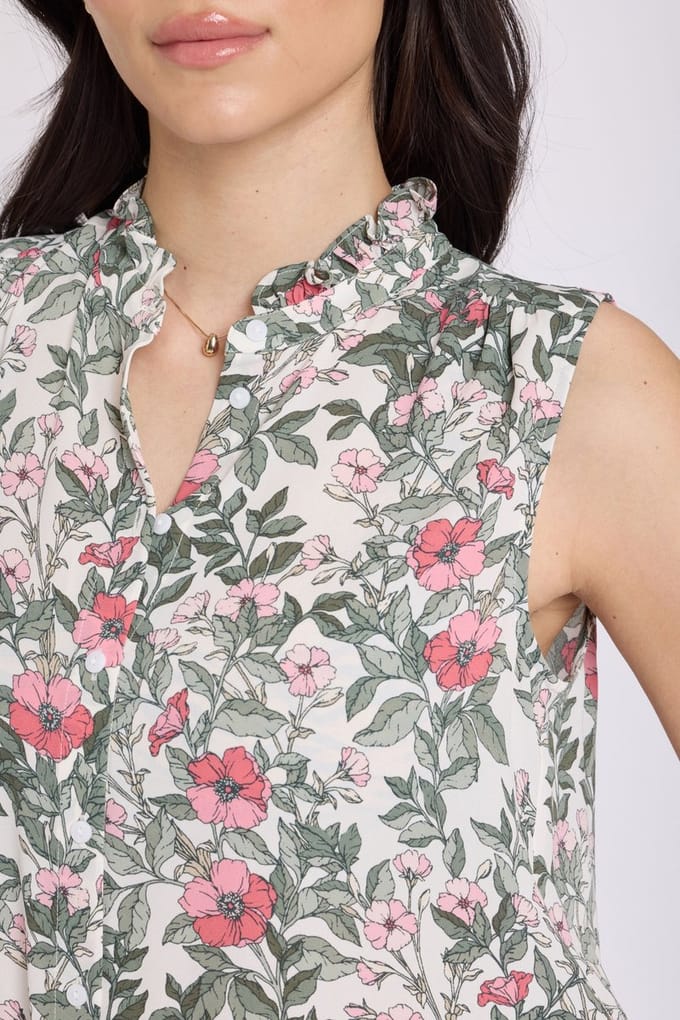 Mouwloze Blouse met Rimpelnek