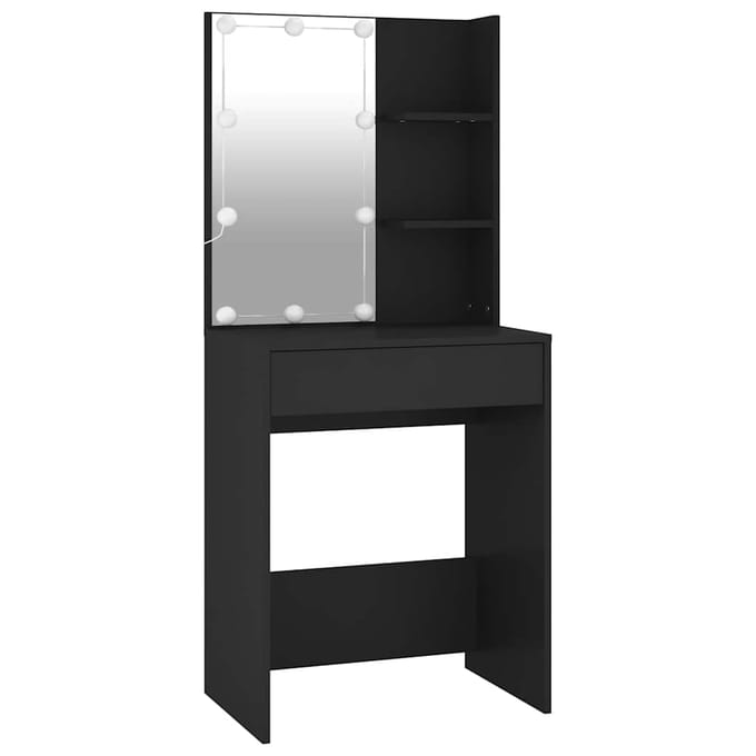 vidaXL - Kaptafel - met - LED-verlichting - 60x40x140 - cm - zwart