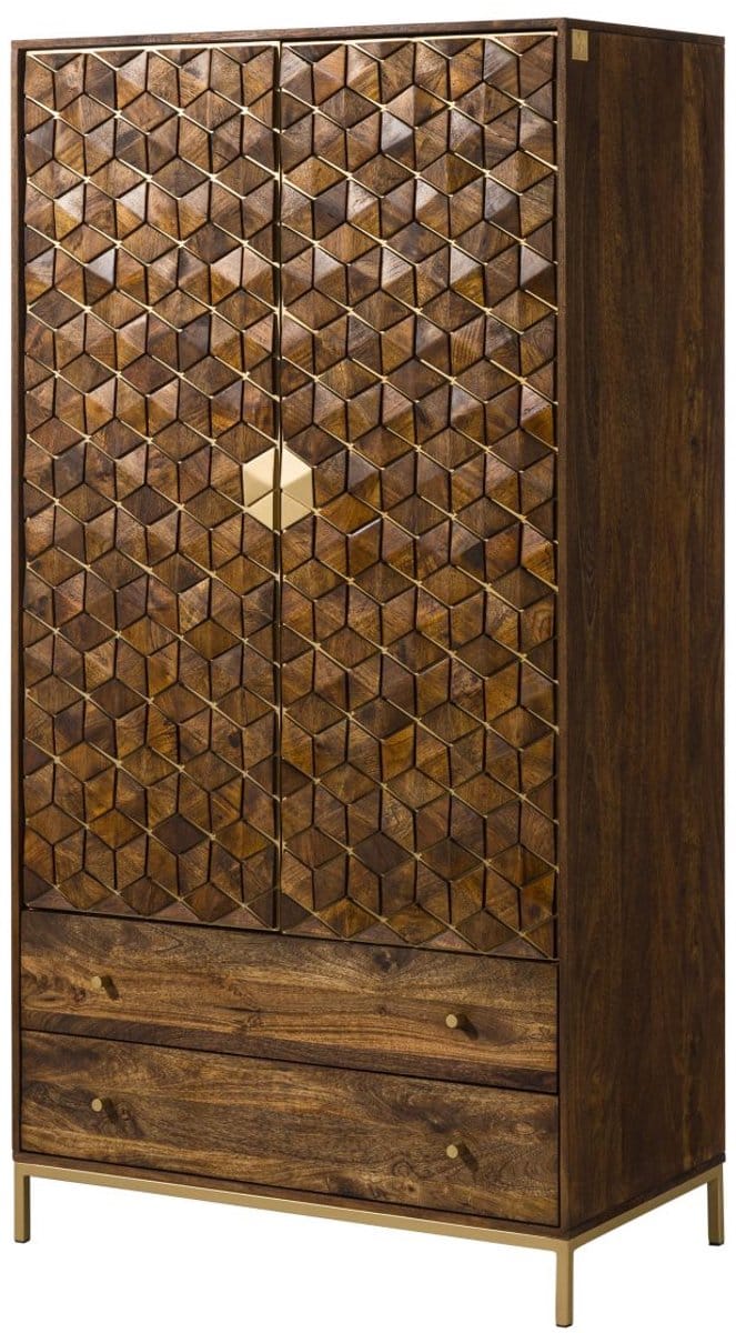 MASSIVMOEBEL24.DE mango kledingkast bruin massief hout 99x55x190 cm (BxTxH) geolied gemonteerd DIAMOND volledig massief #218