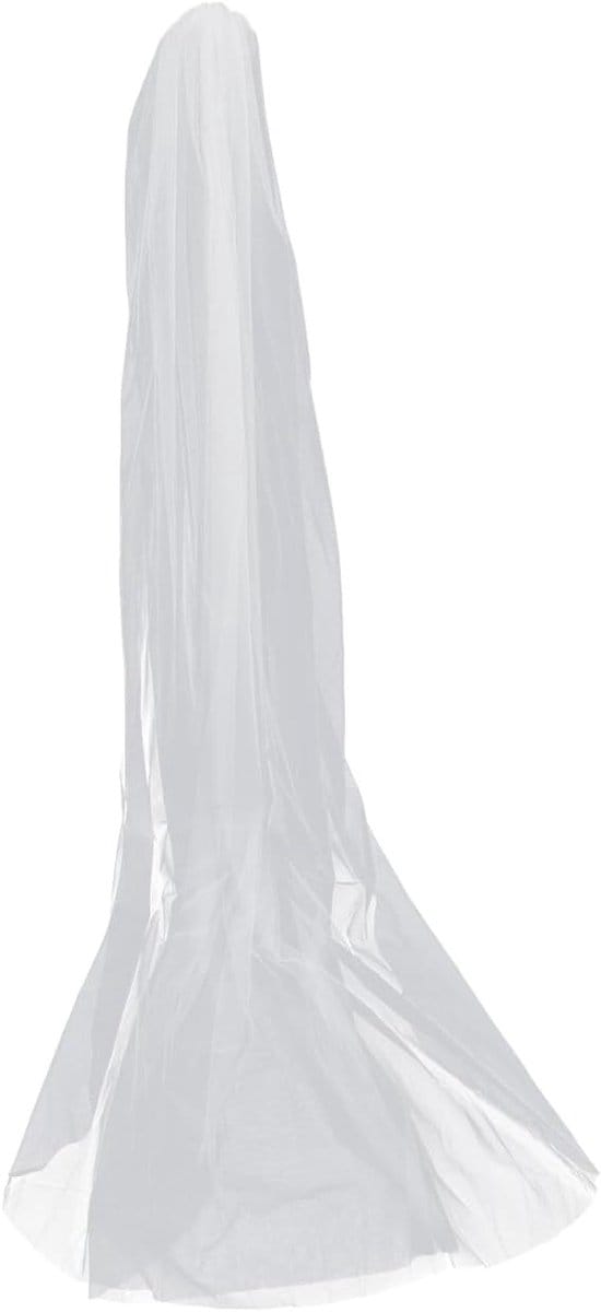 Lange trouwsluier met dubbele laag en kam voor een elegante bruiloft in wit