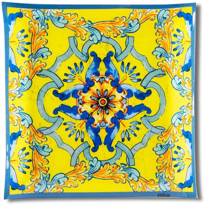 Trinacria Bord/Serveerschaal 30x30 cm – Excelsa | Siciliaans Design | Multicolor Keramiek