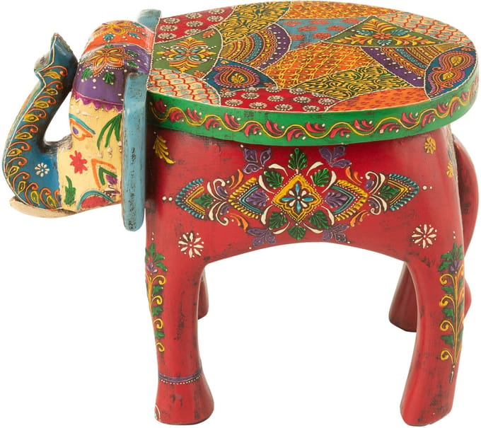 J-Line kruk Olifant Delhi - hout - mix