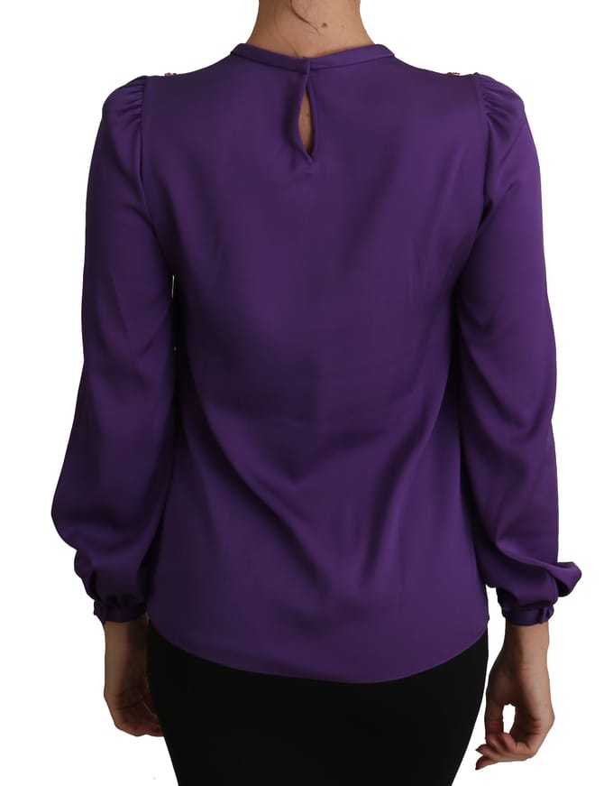 Dolce & Gabbana Paarse Blouse Prinses Sprookje Versierde Top