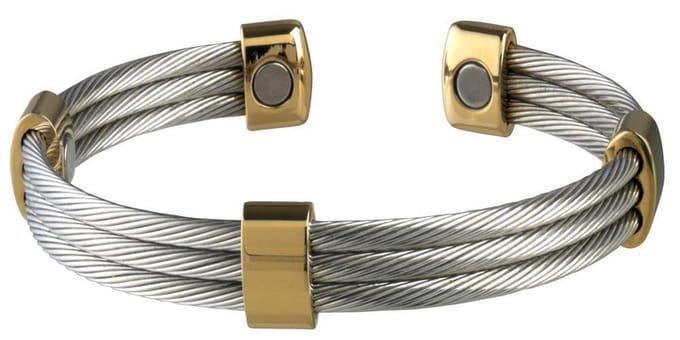Magneet Armband Trio Cable Stainless-Gold S/M