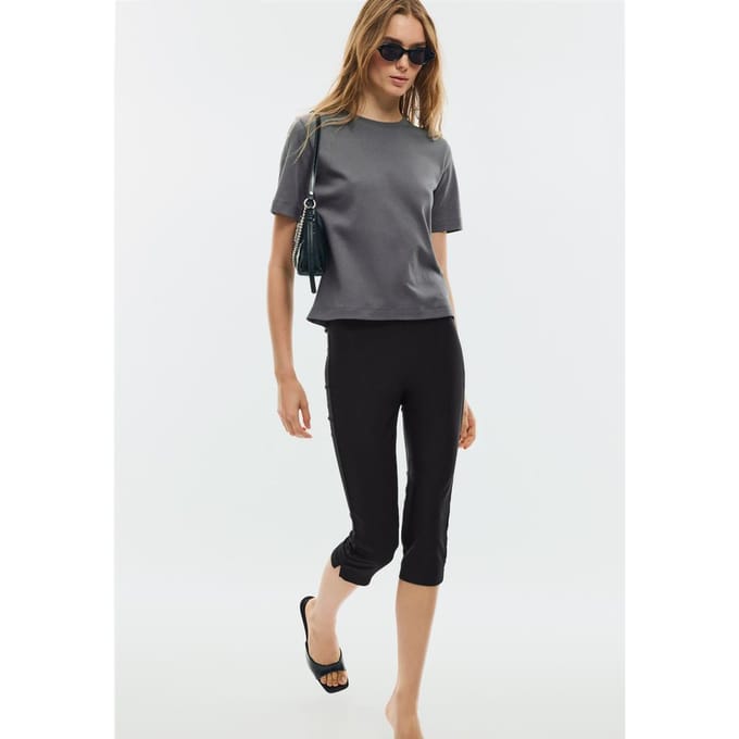 Stradivarius B01 Basic T-shirt regular fit heavy weight  Donkergrijs XL