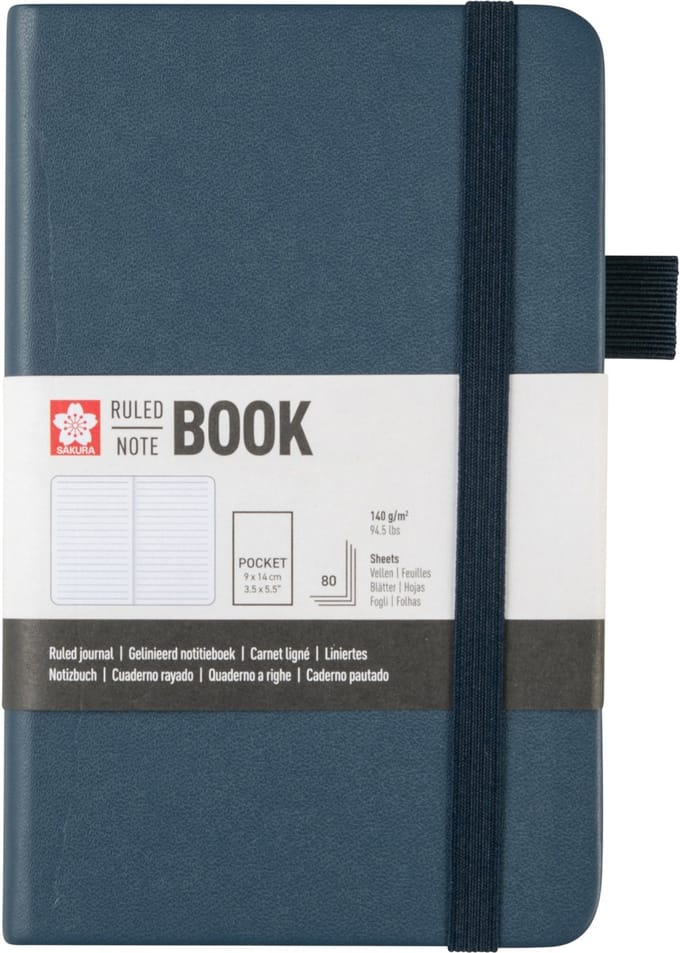 Sakura gelijnd harde kaft notitieboek pocket Donker Indigo