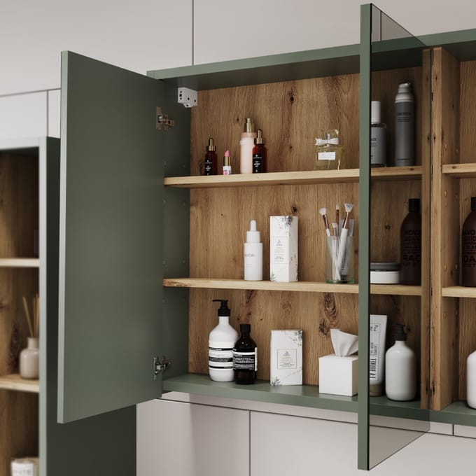 Vicco Viola Badkamerspiegelkast – 100 x 75 cm met open vakken Groen/Kunstzinnig