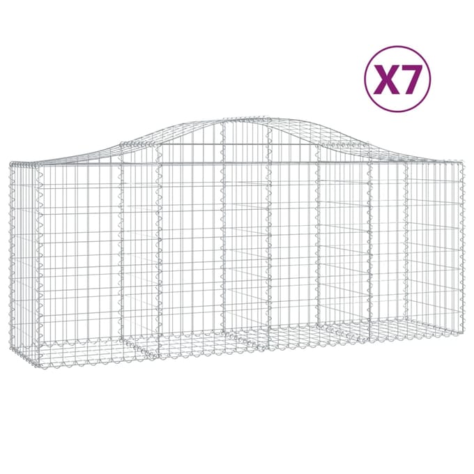vidaXL - Schanskorven - 7 - st - gewelfd - 200x50x80/100 - cm - gegalvaniseerd - ijzer