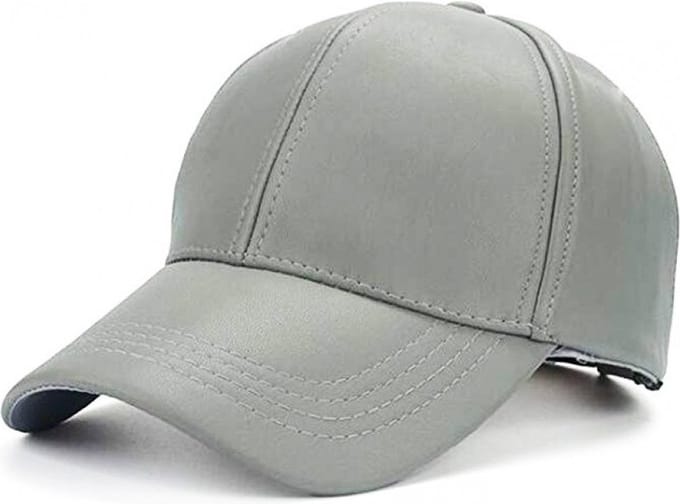 Fashion - Leder Cap lichtgrijs