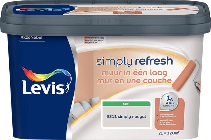 Levis - Simply Refresh Muur In Een Laag - Simply Nougat - 2 L