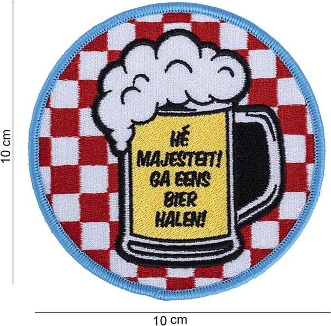 Embleem stof Hé majesteit! met klittenband