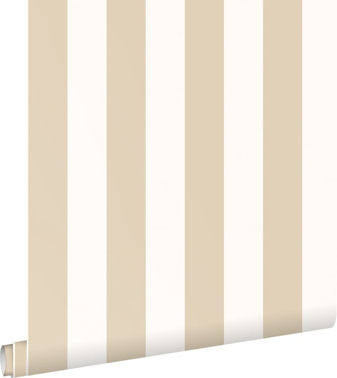 ESTAhome behang strepen wit en lichtbeige - 53 cm x 10.05 m - 139913