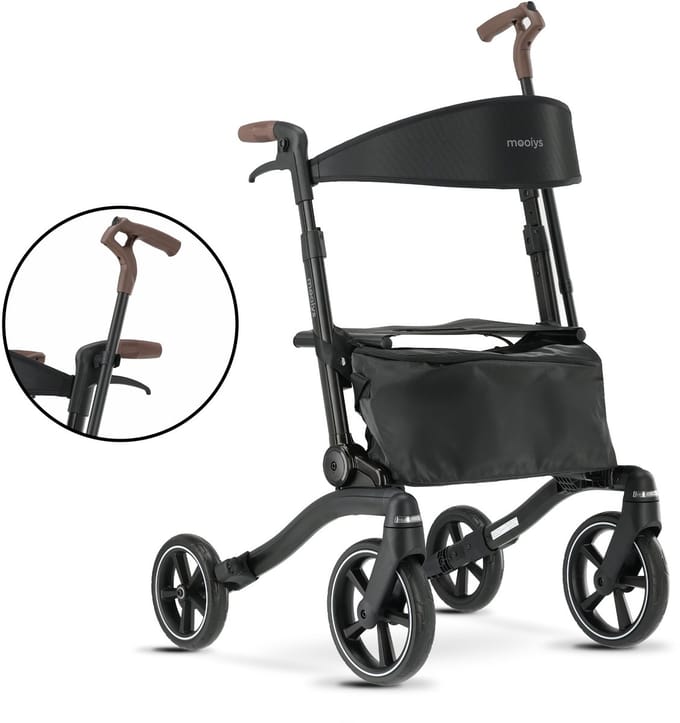 Mooiys Rollator Lichtgewicht en Opvouwbaar - met Zitje - Zwart