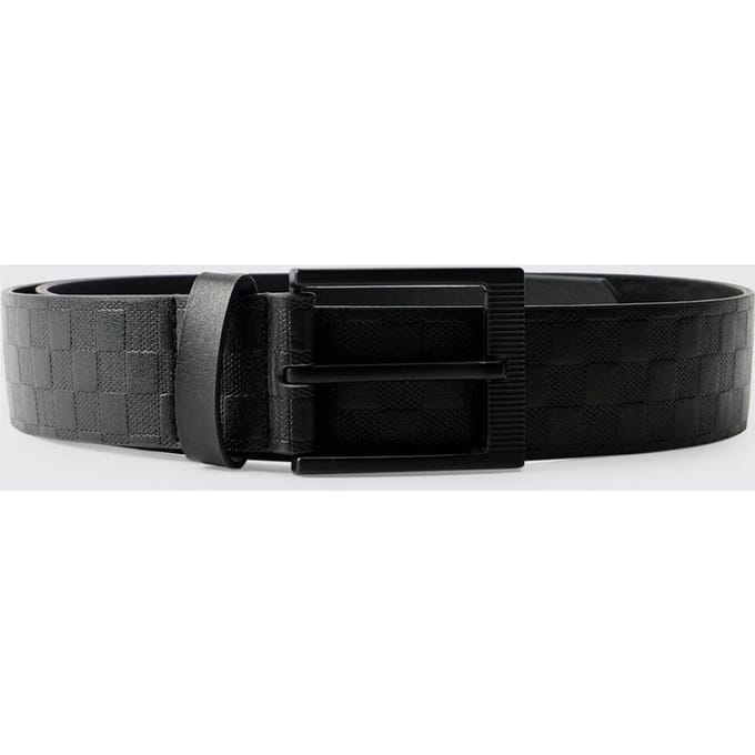 Riem Met Reliëf Dambordpatroon | Black | Size Large/XL
