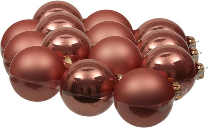 18x stuks kerstversiering kerstballen koraal roze van glas - 8 cm - mat/glans - Kerstboomversiering