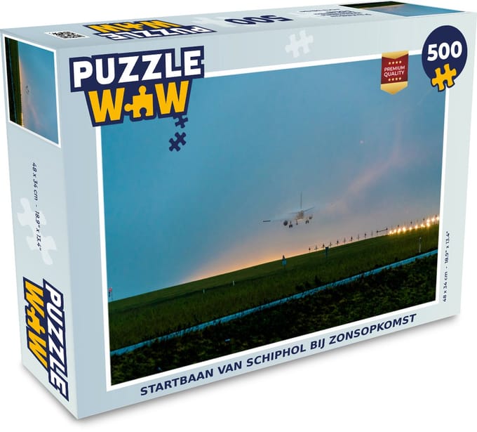 Puzzel Startbaan van Schiphol bij zonsopkomst - Legpuzzel - Puzzel 500 stukjes