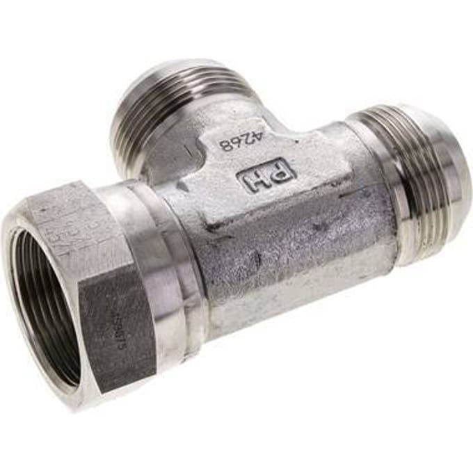 JIC T-koppeling UN 1-5/8''-12 Binnendraad x Buitendraad RVS 210 bar (2950.5psi)