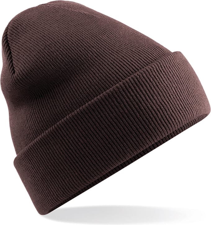 Beechfield basic winter muts/beanie donkerbruin acryl voor volwassenen - Winter Essentials/accessoires