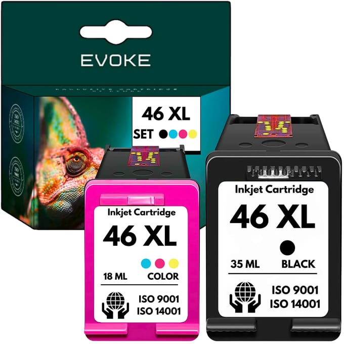 Inkt voor HP Printer 46 Zwart + Kleur XL |     Set |     Cz637Ae + Cz638Ae