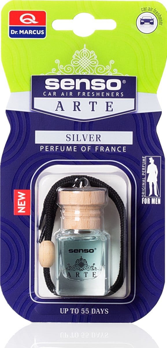 Dr. Marcus Senso Arte Silver autogeurtje met neutrafresh technologie - Luchtverfrisser auto - Tot 55 dagen geurverspreiding - 6 ml