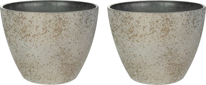 Ter Steege Bloempot/plantenpot - 4x - buiten - beige/goud - D13/H12 cm