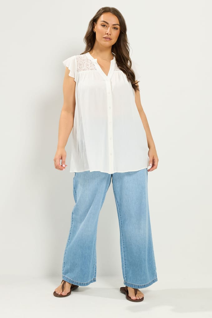 Yours Witte Blouse Met Kanten Details Size 46