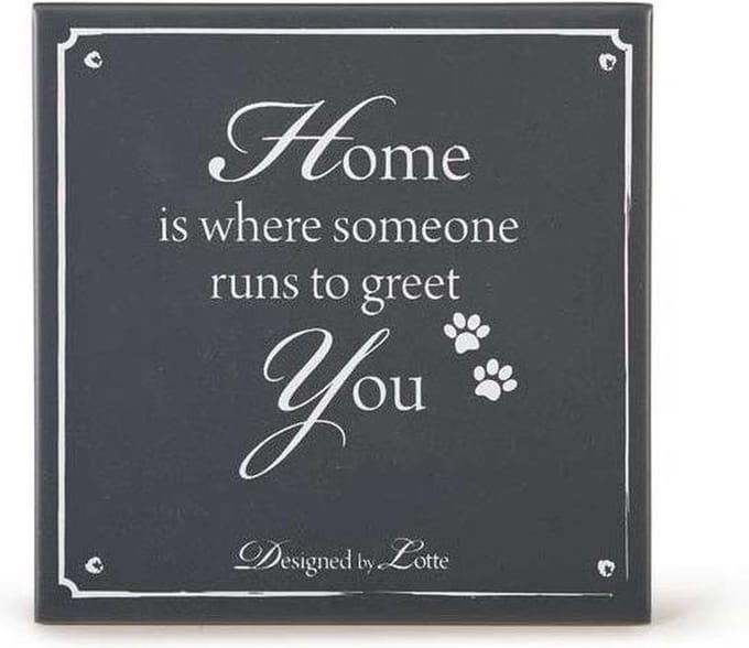 Designed by Lotte Wandtegel Love - Hond - Grijs - 14,5x14,5 cm