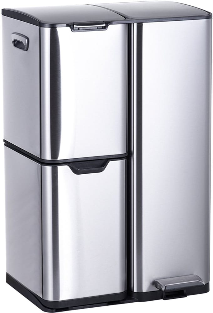 Prullenbak 3 vakken - 60 l - softclose - rvs