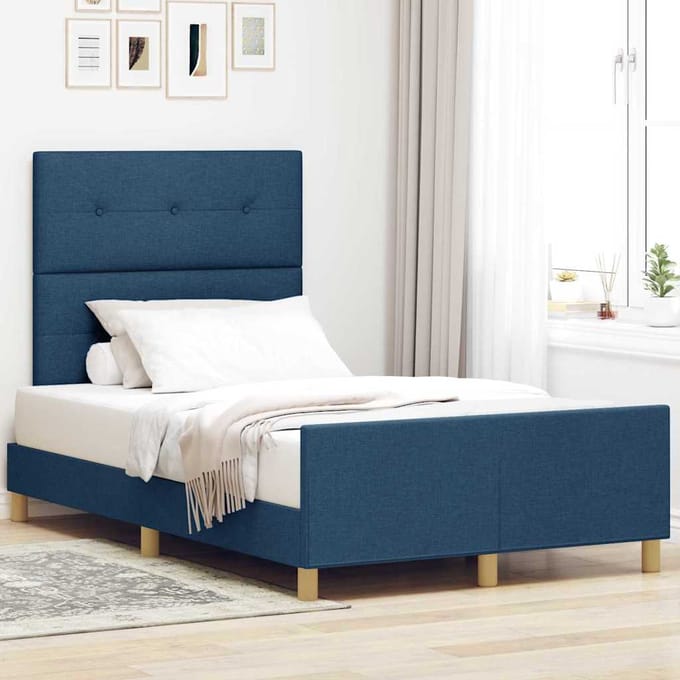 vidaXL - Bedframe - met - hoofdeinde - Blauw - 120 - x - 200 - cm - Stof