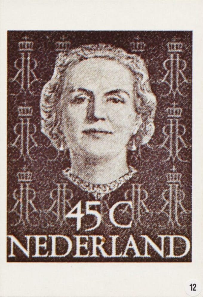 Briefkaart met afbeelding Koningin Juliana postzegel