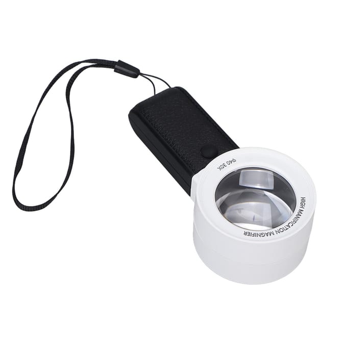 Verlichte Vergrootglas Handheld 30x Vergroting 3 LED Lampjes 1 UV Lamp Multifunctioneel Zak wit