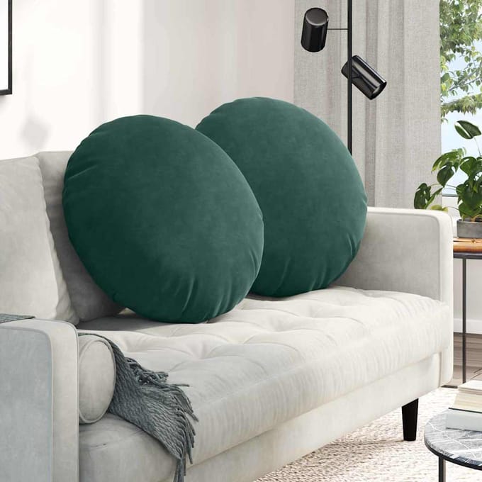 vidaXL - Zitkussens - 2 - st - Fluweel - Donkergroen - Ø60 - x - 21 - cm